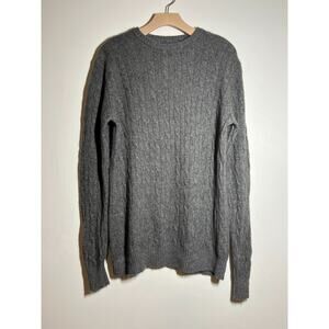 Elliot Mulryan Men's Heather Gray 100% Cashmere Cable Knit Pullover Sweater XL